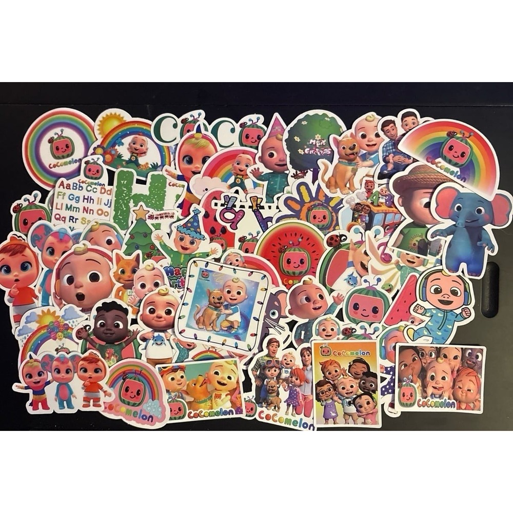 NEW 48pc Full Color Vinyl Cocomelon Theme Stickers